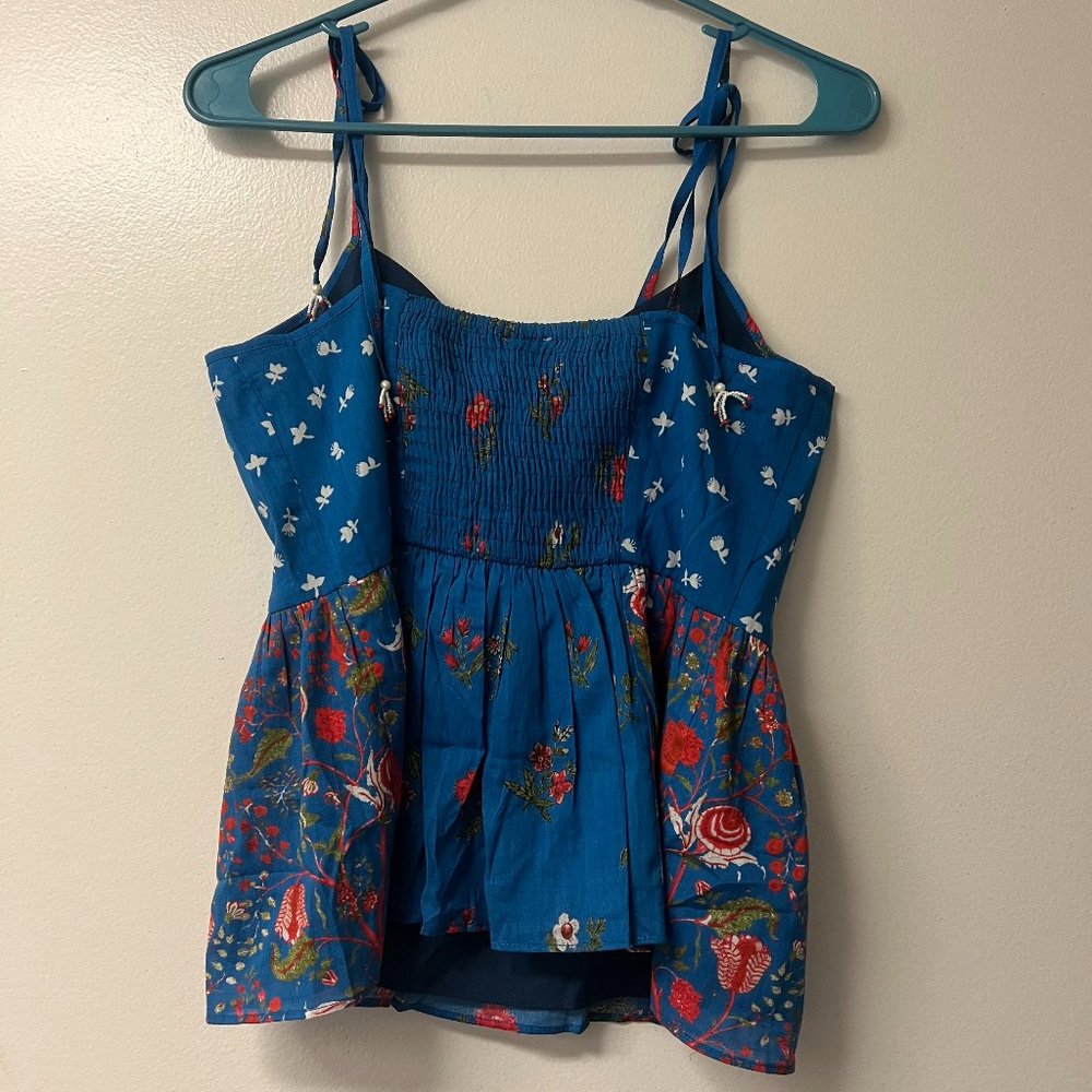 Anthropologie Blue Floral Crochet-Accented Tank Top - Picture 6 of 15